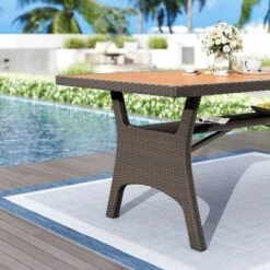 Captiva Designs 1pc Outdoor Patio Acacia Wood Dining Table With 1.96" Umbrella Hole -Furniture GUEST 40834c74 fea2 4114 a812 f9bbbde2853b 2