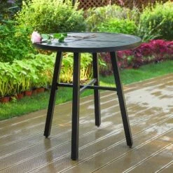 Outdoor Steel End Table - Black - Captiva Designs
