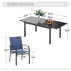 Captiva Designs 7pc Patio Set With Expandable Black Rectangle Steel Dining Table & Sling Fixed Dining Chairs 26 Captiva Designs 7pc Patio Set With Expandable Black Rectangle Steel Dining Table & Sling Fixed Dining Chairs -Furniture GUEST 42da70e9 d816 4d84 a923 8b1c13d98ac2