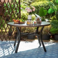 5pc Outdoor Dining Set With Round Painted Table With Umbrella Hole - Captiva Designs -Furniture GUEST 4315f3b6 4f5c 422a 81fe 05a655ed4f00