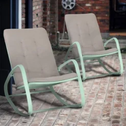 2pc Patio Modern Rocking Chair - Green - Captiva Designs -Furniture GUEST 4347e49c 4d3b 47e2 bf42 722ec3b240ac