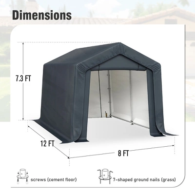 Captiva Designs Outdoor Portable Storage Shelter - Garage Tent With Roll-Up Zipper Doors & Vents For Motorcycles And Bikes (Gray) 16 Captiva Designs Outdoor Portable Storage Shelter - Garage Tent With Roll-Up Zipper Doors & Vents For Motorcycles And Bikes (Gray) - Image 14