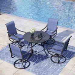 Captiva Designs 1pc Outdoor Patio Dining Steel Frame Table With Umbrella Hole For 4 -Furniture GUEST 44ed3882 f33e 42b9 a6de f5f58ac2f02c