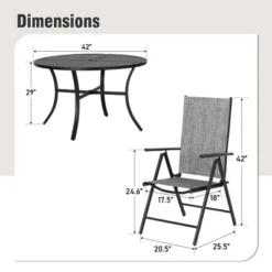 Captiva Designs 5pc Patio Dining Set Steel Frame Table With Umbrella Hole & Textilene Reclining Foldable Chairs 26 Captiva Designs 5pc Patio Dining Set Steel Frame Table With Umbrella Hole & Textilene Reclining Foldable Chairs -Furniture GUEST 45f938a7 e1d9 478c 9371 6ca71883625f