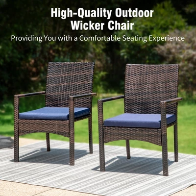 Captiva Designs 8pc Patio Rectangle Steel Dining Table & Rattan Chairs & Market Umbrella 14 Captiva Designs 8pc Patio Rectangle Steel Dining Table & Rattan Chairs & Market Umbrella - Image 12