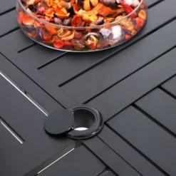 5pc Outdoor Dining Set With Metal Slat Round Table With Umbrella Hole - Captiva Designs -Furniture GUEST 46dd5f95 a66f 4b5e baa1 85e14d42e9cb