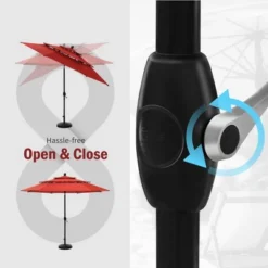 Captiva Designs 6pc Outdoor Patio Square Steel Dining Table With Stackable Metal Chairs And Market Umbrella -Furniture GUEST 4841d7d8 06cf 4629 9bcb e803ca76350f