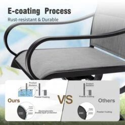 Captiva Designs 7pc Patio Dining Slat-top Rectangle Table & Textilene 360 Degree Swivel Chairs -Furniture GUEST 4857d11a a433 40f6 9b2f 9d9379a9c27c 2