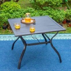 Outdoor Square Steel Dining Table - Captiva Designs: Water-Resistant -Furniture GUEST 486b7510 0178 4b37 baac 650166230b85