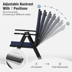 Captiva Designs 5pc Patio Dining Set Steel Frame Table With Umbrella Hole & Textilene Reclining Foldable Chairs 27 Captiva Designs 5pc Patio Dining Set Steel Frame Table With Umbrella Hole & Textilene Reclining Foldable Chairs -Furniture GUEST 48b762d8 b665 4307 aaa8 4798189a0303 1