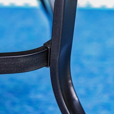 5pc Outdoor Dining Set With Swivel Chairs With Thick Seat & Back Cushions & Square Faux Wood Tabletop With Umbrella Hole - Captiva Designs 7 5pc Outdoor Dining Set With Swivel Chairs With Thick Seat & Back Cushions & Square Faux Wood Tabletop With Umbrella Hole - Captiva Designs - Image 5