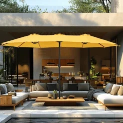 Captiva Designs 9'x15' Rectangular Outdoor Market Umbrella With Crank Handle -Furniture GUEST 48eb757a 0e5f 42ce b349 a31b49dcca62