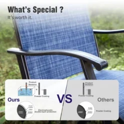 Captiva Designs 7pc Slatted Top Rectangle Metal Bar Table With X-Shaped Cross Bracket & Sling Swivel Bar Stools -Furniture GUEST 490a2186 cc00 4742 ab5f af152cd08b4d 1