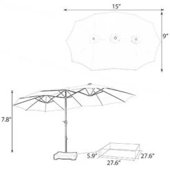 15' X 9' Rectangular Lit Outdoor Patio Market Umbrella With Extra Large Base And Sand Bags - Captiva Designs -Furniture GUEST 492a061e e2ca 4990 b182 536b3ecf1a09
