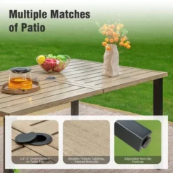 Captiva Designs 7pc Outdoor Dining Metal Rectangle Table With Umbrella Hole & Padded Sling Chairs 18 Captiva Designs 7pc Outdoor Dining Metal Rectangle Table With Umbrella Hole & Padded Sling Chairs -Furniture GUEST 494813ff 6342 453c aabe 6358ba9315bf