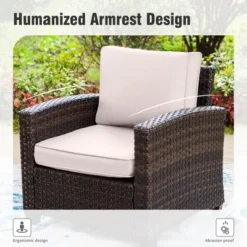 Captiva Designs 8pc Outdoor Patio Wicker Rattan Cushioned Fire Pit Set With Ottomans And Single Sofas -Furniture GUEST 49bdd441 00b9 4265 a9e6 c1bd7fece8cf 3