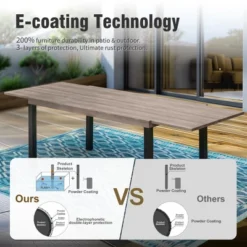 Captiva Designs 1pc Outdoor Patio Expandable Rectangular Steel Dining Table With Two Tabletop Leaves -Furniture GUEST 49bfa097 6e5d 4441 8802 5df7bba3a075 1