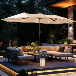 Captiva Designs 15' X 9' Rectangular Outdoor Patio Market Umbrella With Extra Large Base And Sand Bags -Furniture GUEST 4a0a159b 0b8a 49b6 b3ce 59374e5d1979