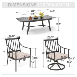 Captiva Designs 9pc Patio Slat-top Adjustable Steel Rectangle Table & Stylish Arm Chairs With Cushions 29 Captiva Designs 9pc Patio Slat-top Adjustable Steel Rectangle Table & Stylish Arm Chairs With Cushions -Furniture GUEST 4a8f7228 aced 4e65 beba 4007930f8690