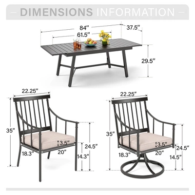 Captiva Designs 9pc Patio Slat-top Adjustable Steel Rectangle Table & Stylish Arm Chairs With Cushions 14 Captiva Designs 9pc Patio Slat-top Adjustable Steel Rectangle Table & Stylish Arm Chairs With Cushions - Image 12