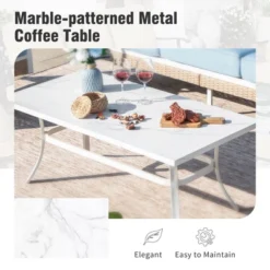 Captiva Designs 4pc Extra Large Metal And Rattan Outdoor Patio Conversation Set With Grid-back Armchairs And Table -Furniture GUEST 4ad287e7 5ac7 45cb b04f 95eccc1ae3ad 1