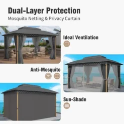 Captiva Designs 10x13 Patio Gazebo With Screened Canopy & Mosquito Netting – Heavy Duty Outdoor Shelter For Lawn And Garden 26 Captiva Designs 10x13 Patio Gazebo With Screened Canopy & Mosquito Netting – Heavy Duty Outdoor Shelter For Lawn And Garden -Furniture GUEST 4b031a28 dd94 43e0 8694 b7c27e47ee2a