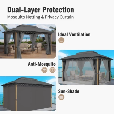 Captiva Designs 10x13 Patio Gazebo With Screened Canopy & Mosquito Netting – Heavy Duty Outdoor Shelter For Lawn And Garden 12 Captiva Designs 10x13 Patio Gazebo With Screened Canopy & Mosquito Netting – Heavy Duty Outdoor Shelter For Lawn And Garden - Image 10