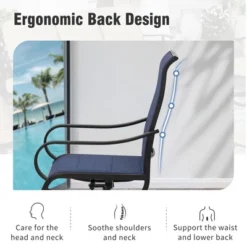 Captiva Designs 7pc Black Outdoor Dining Steel Table & Padded Textilene Swivel Chairs -Furniture GUEST 4b10b2d4 5227 43cb 9f0d 2d417e8aad18 1