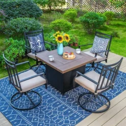 5pc Outdoor Set With Swivel Chairs & 34" Propane Fire Pit Table - Captiva Designs -Furniture GUEST 4c0a770f 6a1a 4415 aca1 7862daa68483