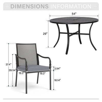 Captiva Designs 7pc Outdoor Dining Steel Table With Umbrella Hole & Metal Frame Arm Chairs 11 Captiva Designs 7pc Outdoor Dining Steel Table With Umbrella Hole & Metal Frame Arm Chairs - Image 9