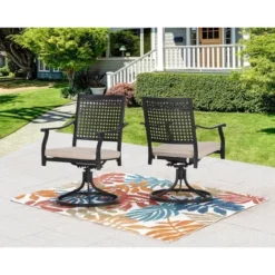 7pc Outdoor Dining Set With Swivel Chairs & Metal Table With Umbrella Hole - Captiva Designs 16 7pc Outdoor Dining Set With Swivel Chairs & Metal Table With Umbrella Hole - Captiva Designs -Furniture GUEST 4c8b0539 6136 479a a77d fcb79c543e67