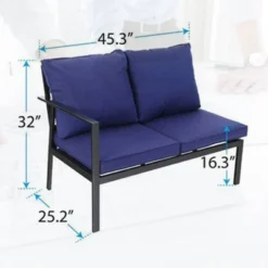 4pc Patio Corner Conversation Set - Blue - Captiva Designs -Furniture GUEST 4dc0f089 f181 49e7 a775 d03d73c3630f