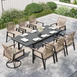 Captiva Designs 9pc Patio Extendable Steel Dining Table And Mixed Wicker Chairs With Thick Cushions 25 Captiva Designs 9pc Patio Extendable Steel Dining Table And Mixed Wicker Chairs With Thick Cushions -Furniture GUEST 4de2064e ed45 4538 b062 e6a2fa6a7853