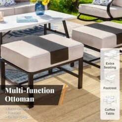 Captiva Designs 5 PCS Metal Patio Furniture Conversation Set With Rocking Armchairs For Garden Porch Backyard -Furniture GUEST 4de828ef e055 4a79 8f3d 6e8159204e5c