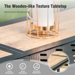 Captiva Designs 7pc Patio Dining Wood-look Rectangle Steel Frame Table & Textilene Swivel Chairs -Furniture GUEST 4e6f7c0f b32c 41df b593 99420f7c91af 2