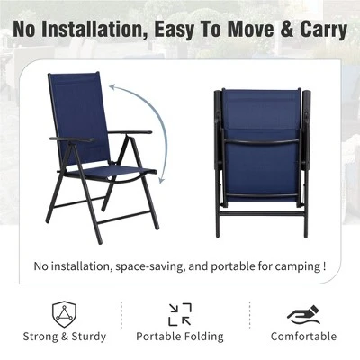 Captiva Designs 5pc Patio Dining Set Steel Frame Table With Umbrella Hole & Textilene Reclining Foldable Chairs 14 Captiva Designs 5pc Patio Dining Set Steel Frame Table With Umbrella Hole & Textilene Reclining Foldable Chairs - Image 12