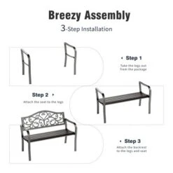 Captiva Designs Two Seat Cast Steel Garden Bench -Furniture GUEST 4f92cef2 0ffe 4f66 ae45 8453ce0f43b5