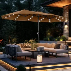 Captiva Designs 15' X 9' Rectangular Outdoor Patio Market Umbrella With Extra Large Base And Sand Bags -Furniture GUEST 4fe17551 6d78 48eb a86b b19c0195edbc