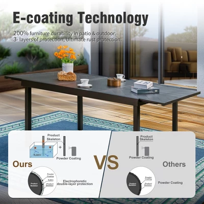 Captiva Designs 9pc Patio Dining Extendable Steel Rectangle Table & Rattan Metal Fixed Chairs & Swivel Arm Chairs 7 Captiva Designs 9pc Patio Dining Extendable Steel Rectangle Table & Rattan Metal Fixed Chairs & Swivel Arm Chairs - Image 5