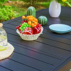 Captiva Designs 9pc Steel Outdoor Patio Dining Set With 360 Swivel Chairs & Rectangle Extendable Table -Furniture GUEST 5043598f 1976 4b5b a2c7 957d60bfe088