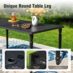 Captiva Designs 7pc Outdoor Patio Rectangle Steel Dining Table & Sling Swivel Chairs 27 Captiva Designs 7pc Outdoor Patio Rectangle Steel Dining Table & Sling Swivel Chairs -Furniture GUEST 508042a6 3401 4658 a488 e1c440785cff