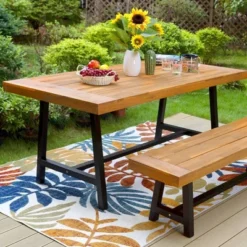 2pc Acacia Wood Patio Set With Bench - Captiva Designs -Furniture GUEST 51b51a54 824f 491d b3d3 d52175a8f1db