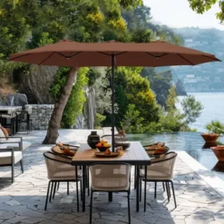 Captiva Designs 9'x15' Rectangular Outdoor Market Umbrella With Crank Handle Light -Furniture GUEST 51c02cb0 7ecc 47f4 87d3 cfc87d938b7c