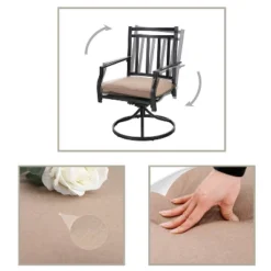 7pc Patio Dining Set With Rectangle Table With 2.6" Umbrella Hole & 360 Swivel Cushioned Arm Chairs - Captiva Designs -Furniture GUEST 51d206ac b8fd 4dad 9f05 7c807fd567c6