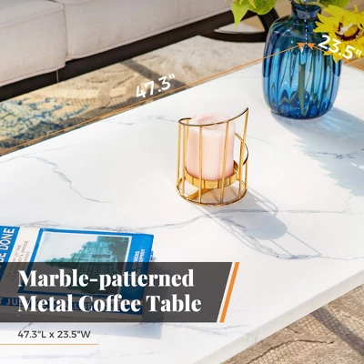 Captiva Designs 4 PCS Metal Patio Furniture Conversation Set With Coffee Table For Garden Porch Backyard 8 Captiva Designs 4 PCS Metal Patio Furniture Conversation Set With Coffee Table For Garden Porch Backyard - Image 6