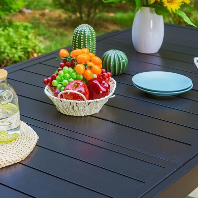 9pc Outdoor Dining Set With Extendable Table & Rattan Wicker Chairs With Cushions - Captiva Designs 5 9pc Outdoor Dining Set With Extendable Table & Rattan Wicker Chairs With Cushions - Captiva Designs - Image 3