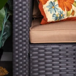 Captiva Designs 7pc Steel & Wicker Outdoor Square Fire Pit Furniture Set With Cushions -Furniture GUEST 52da6934 9683 4995 9d20 6d187e3e40ce