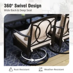 Captiva Designs 9pc Patio Dining Extendable Steel Rectangle Table & Rattan Metal Fixed Chairs & Swivel Arm Chairs 22 Captiva Designs 9pc Patio Dining Extendable Steel Rectangle Table & Rattan Metal Fixed Chairs & Swivel Arm Chairs -Furniture GUEST 536f2368 54a0 4071 87da 347276bf9eb4 5