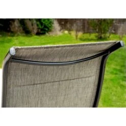 Captiva Designs 7pc Black Slatted Round Steel Table With Umbrella Hole & Grayish Brown Textilene Chairs -Furniture GUEST 5379b62a 019a 4d41 b573 51570731e951