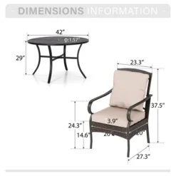 Captiva Designs 5pc Outdoor Patio Metal Dining Table & Rattan Chairs With Removable Cushions -Furniture GUEST 5381a01f a1fb 4dd6 97a0 6ea886e28e02